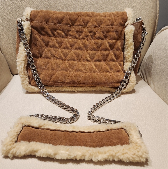 Zara Suede and Sheerling Quilted Crossbody - Picture 2 of 7